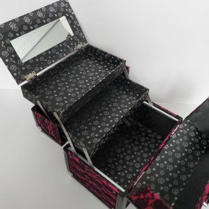 CABOODLES Make Up Travel Case Cosmetics Storage Organizer Hot Pink Black Lace